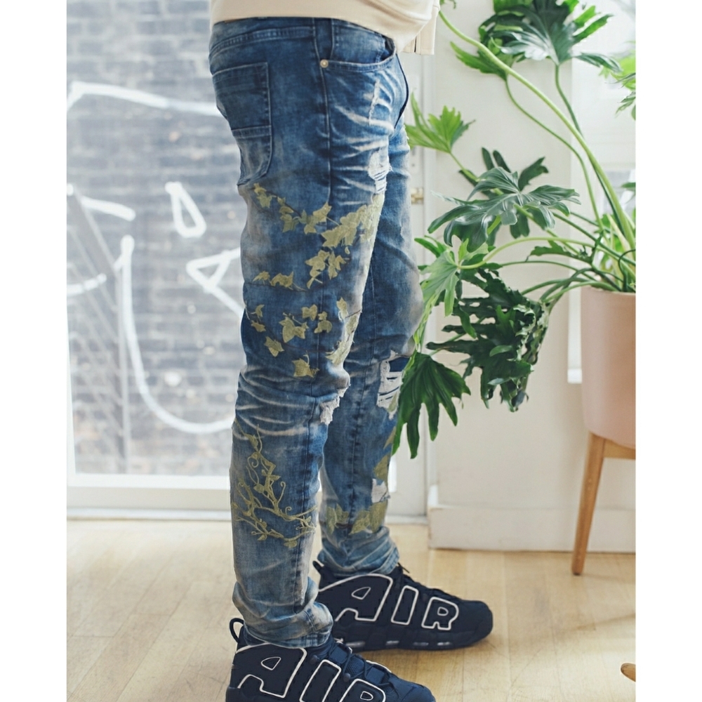 Born Fly Embroidered Vines Ivy Denim Jeans